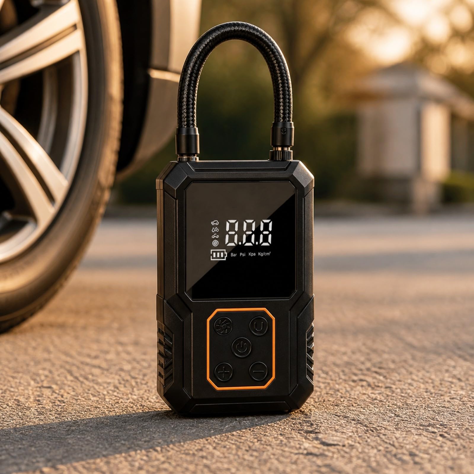 Inflador Eléctrico Portátil con Pantalla Digital Multiusos Compresor Portátil con Carga Puerto USB Morno Compacto para Conductores