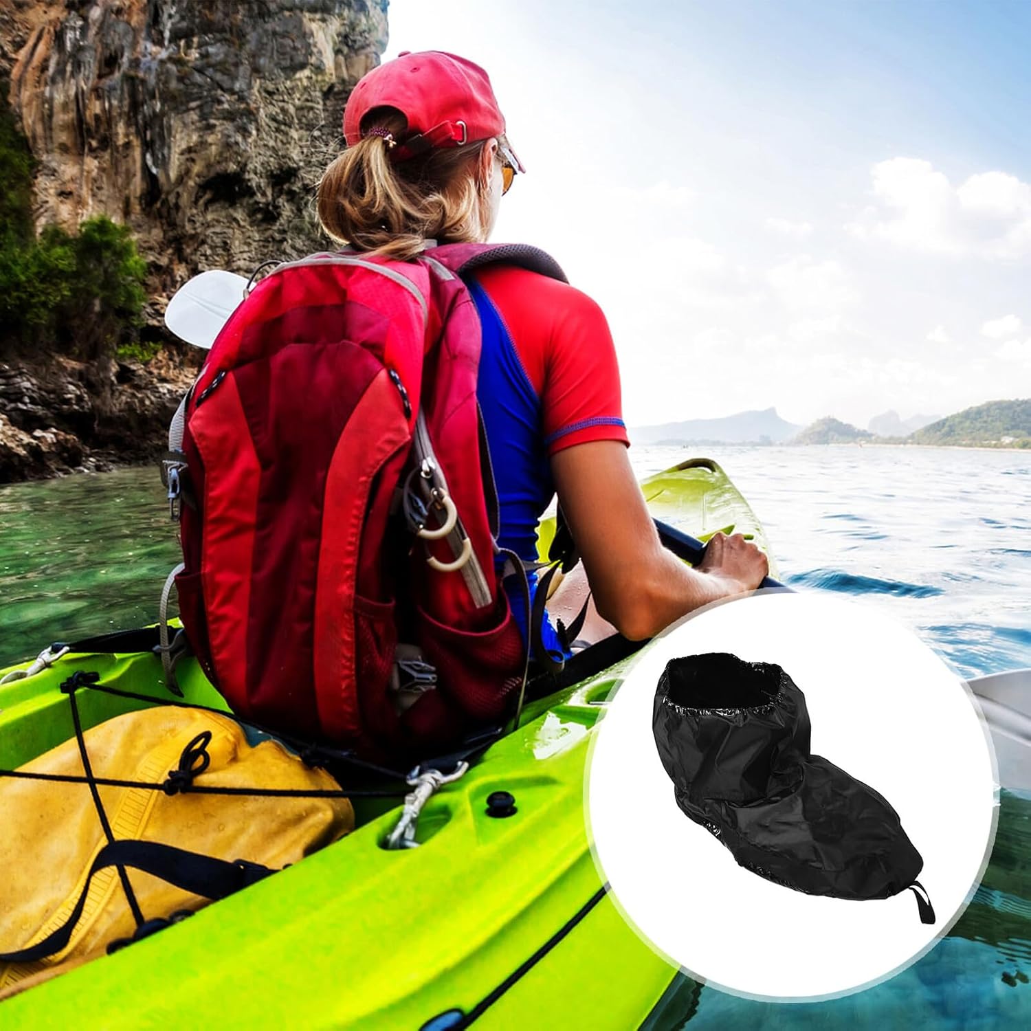 GANAZONO Kayak Spray Skirt Waterproof Nylon Adjustable Small 98x60cm Canoe Top Protection Splash Guard for Kayaking Water Sports