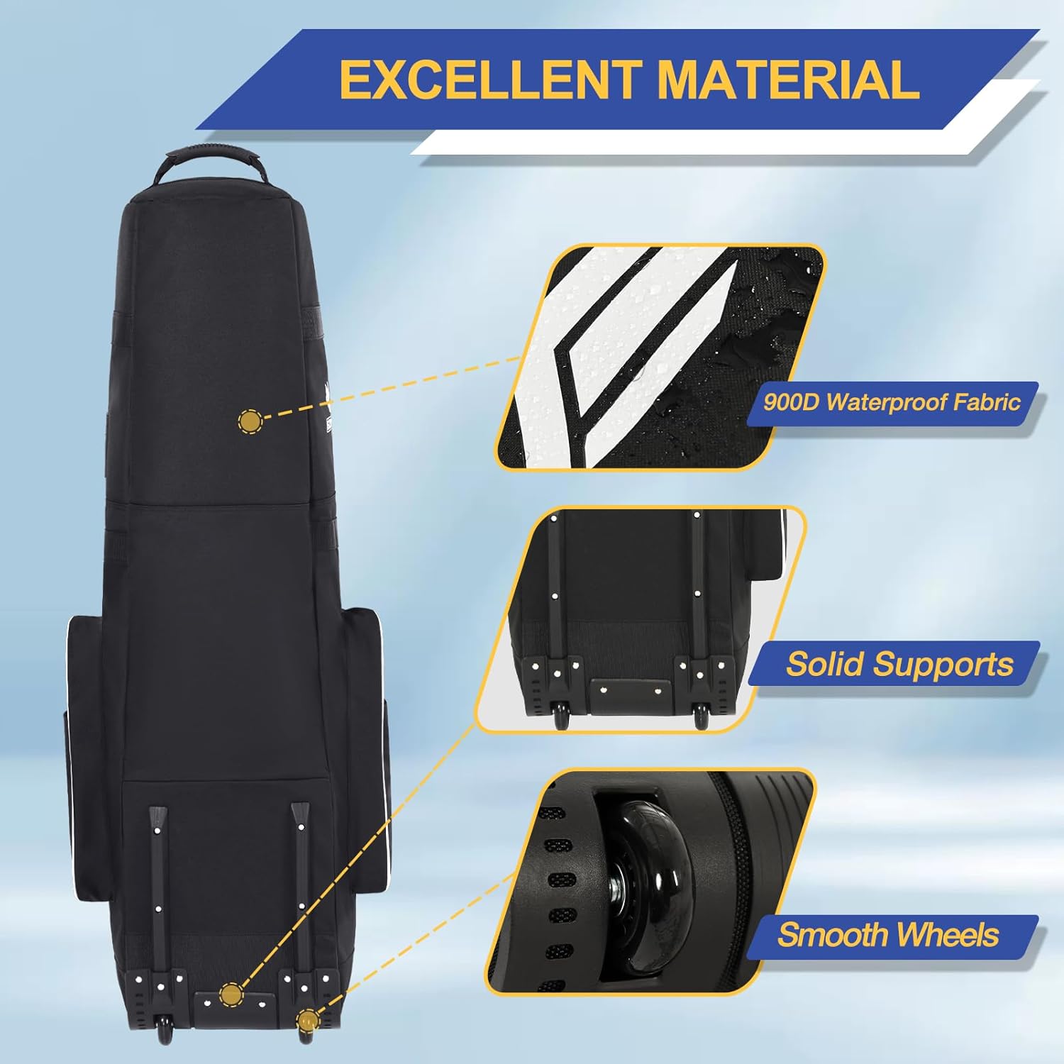 Gofly Golf Travel Bag for Airlines with Wheels, Lockable Zipper and Shoes Compartment, Soft-Sided Golf Club Travel Bag for Airline, Wear-Resistant Waterproof 900D Polyester Oxford - Image 5