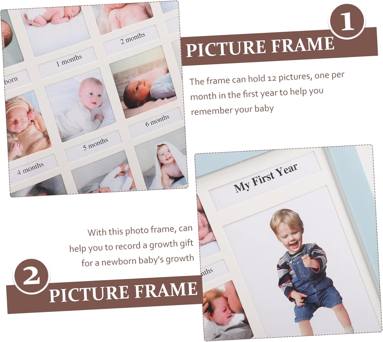 First Year Photo Frame Boy Photo Frames Birthday Picture Frame Ornament Picture Frame Announcement Photo Album Born Custom Frame Record The Sky-blue Plastic
