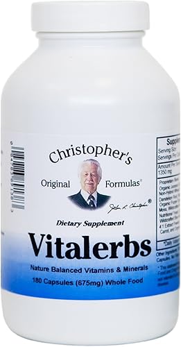 Miniatura 1 de Christopher's Original Formulas Vitalerbs, suplemento herbario rico en nutrientes, 180 cápsulas vegetales