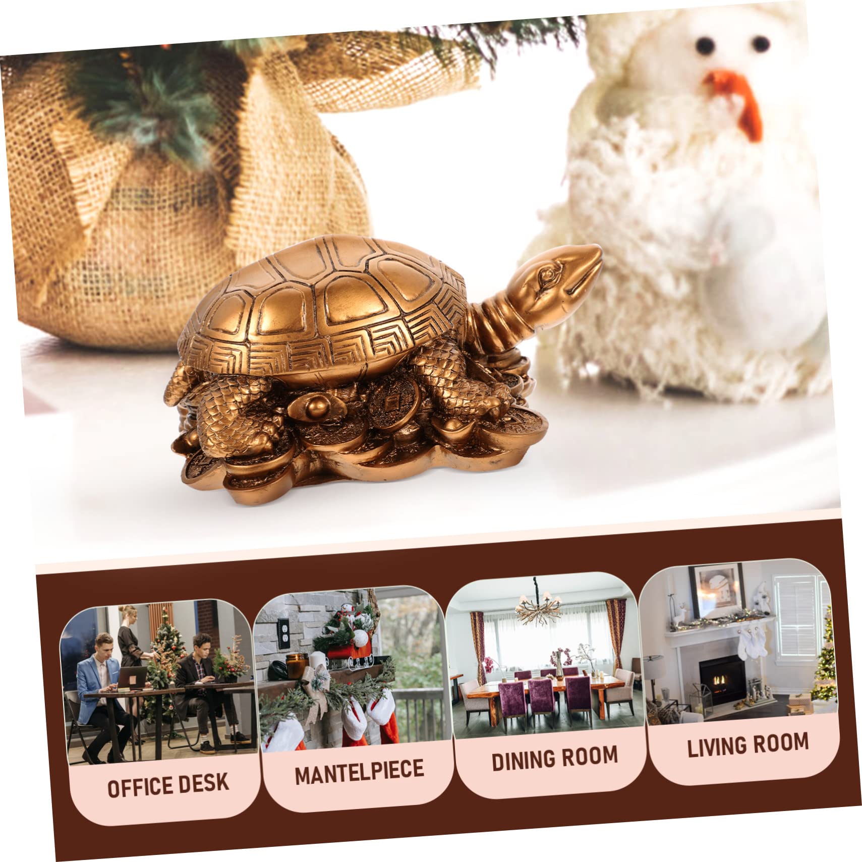 Amazon.co.jp: CAXUSD 樹脂製 幸運のおの亀 置物 デスクトップ