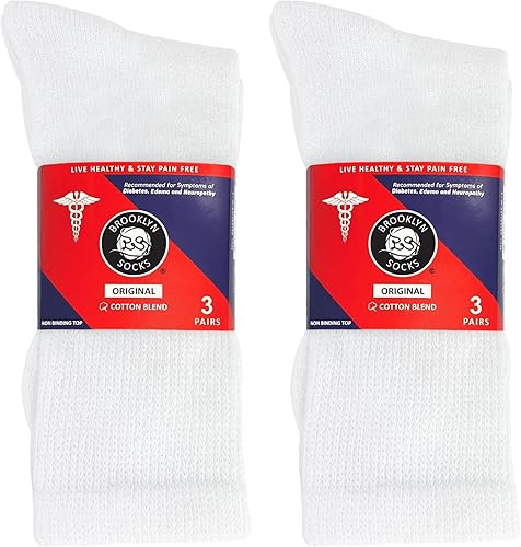 Vista 41 de 6 pares de calcetines de algodón para diabéticos no vinculantes para neuropatía (negro, se adapta a zapatos de hombre talla 12-14.5)