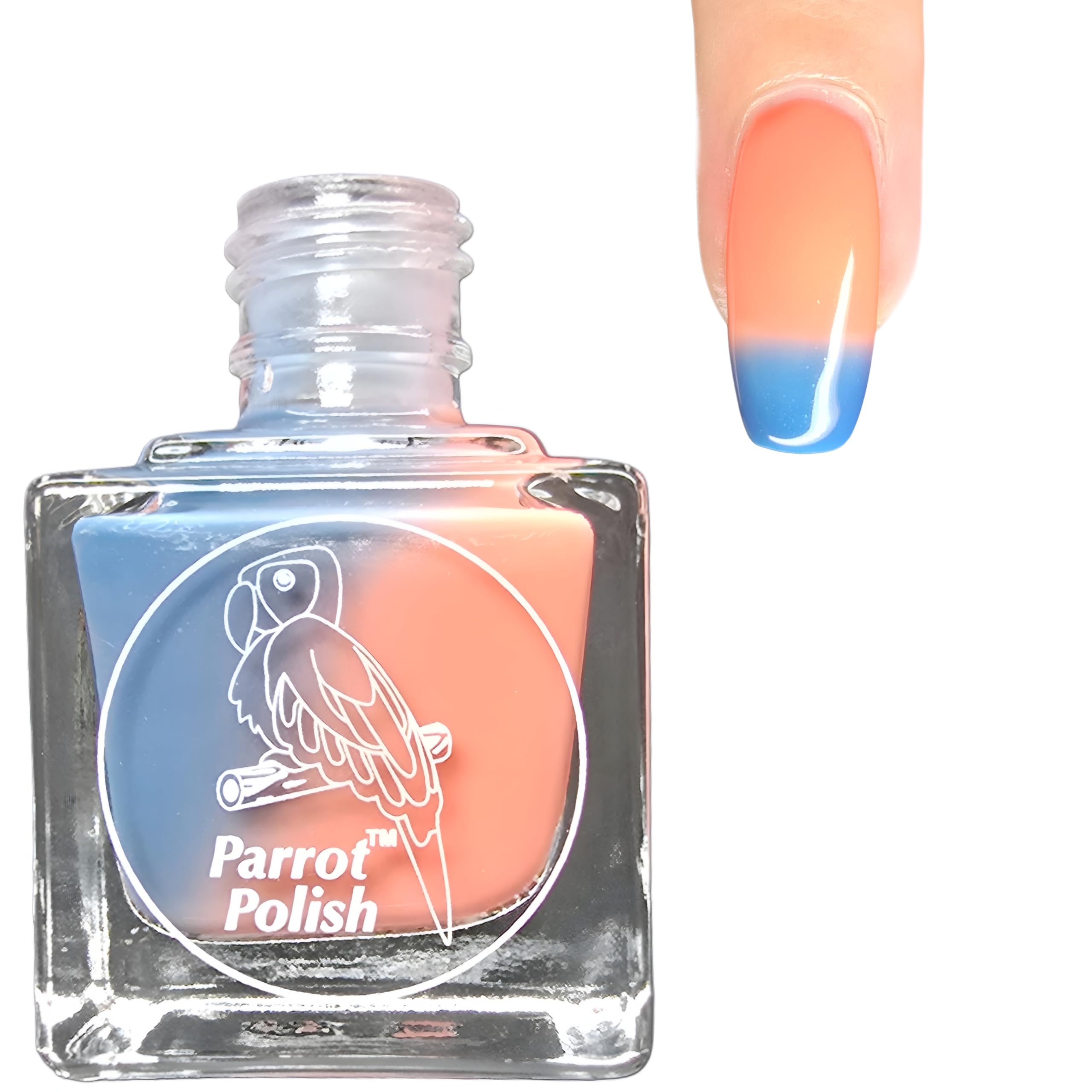 Parrot Polish Pink Sands Thermal Nail Polish, Color Changing Blue to Pink Coral Lacquer