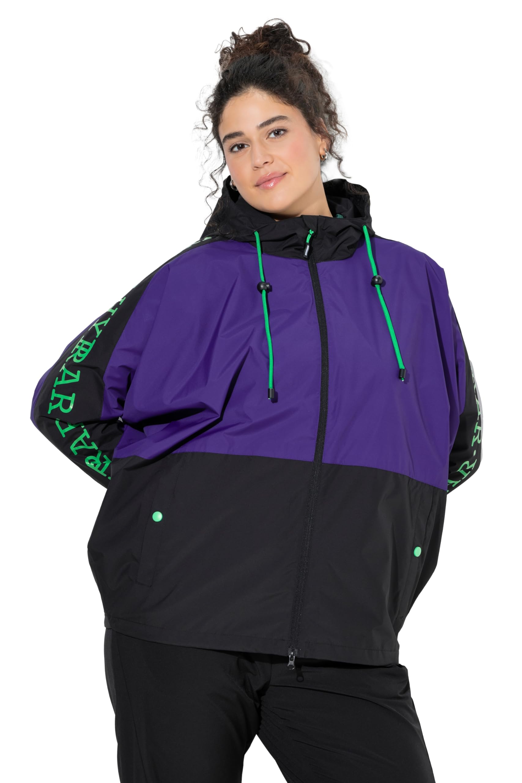 Ulla Popken Damen große Größen Übergrößen Plus Size Funktionsjacke, Kapuze, Oversized, Fledermaus-Ärmel 845648