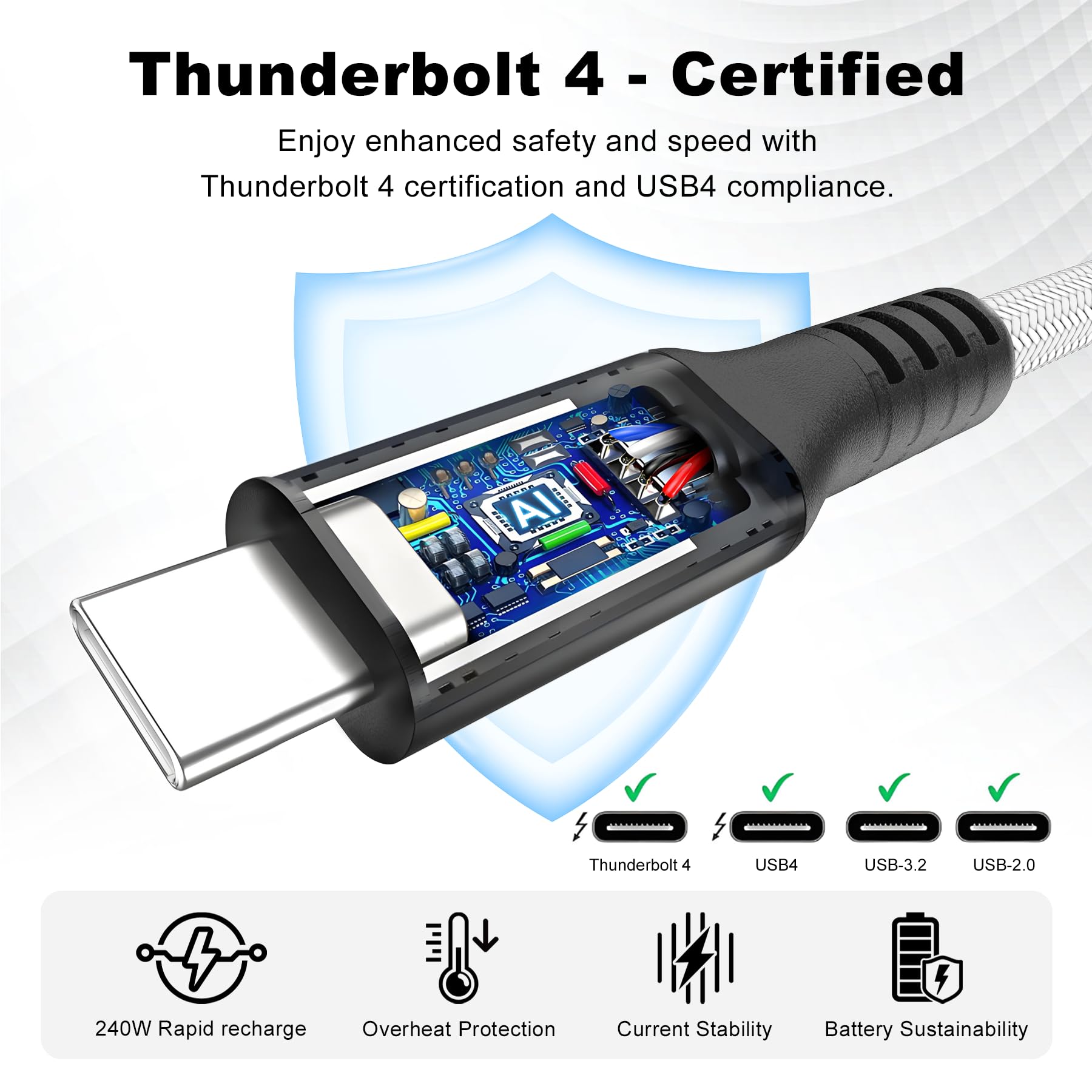 HYairspy Câble Thunderbolt 4, Câble USB4 2m 40 Gbps, Cable | FindTheDeal