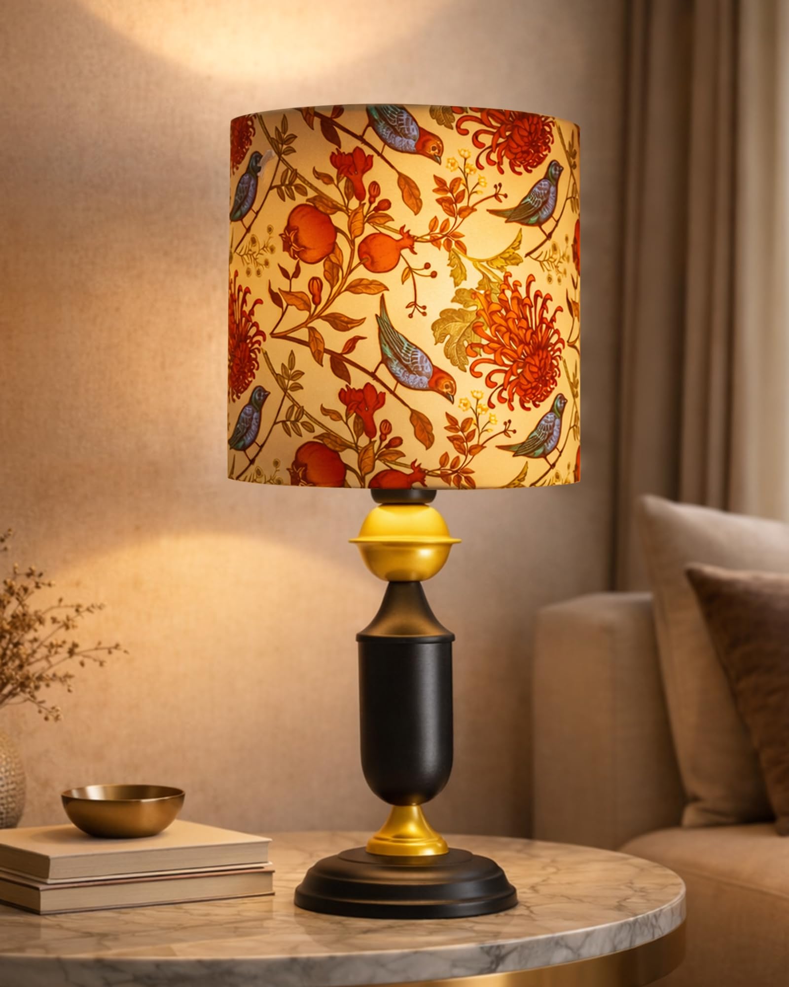 Murphy Black Table Lamp with Bird and Floral Shade, LED Bulb Included (Bird Shade)-image-23