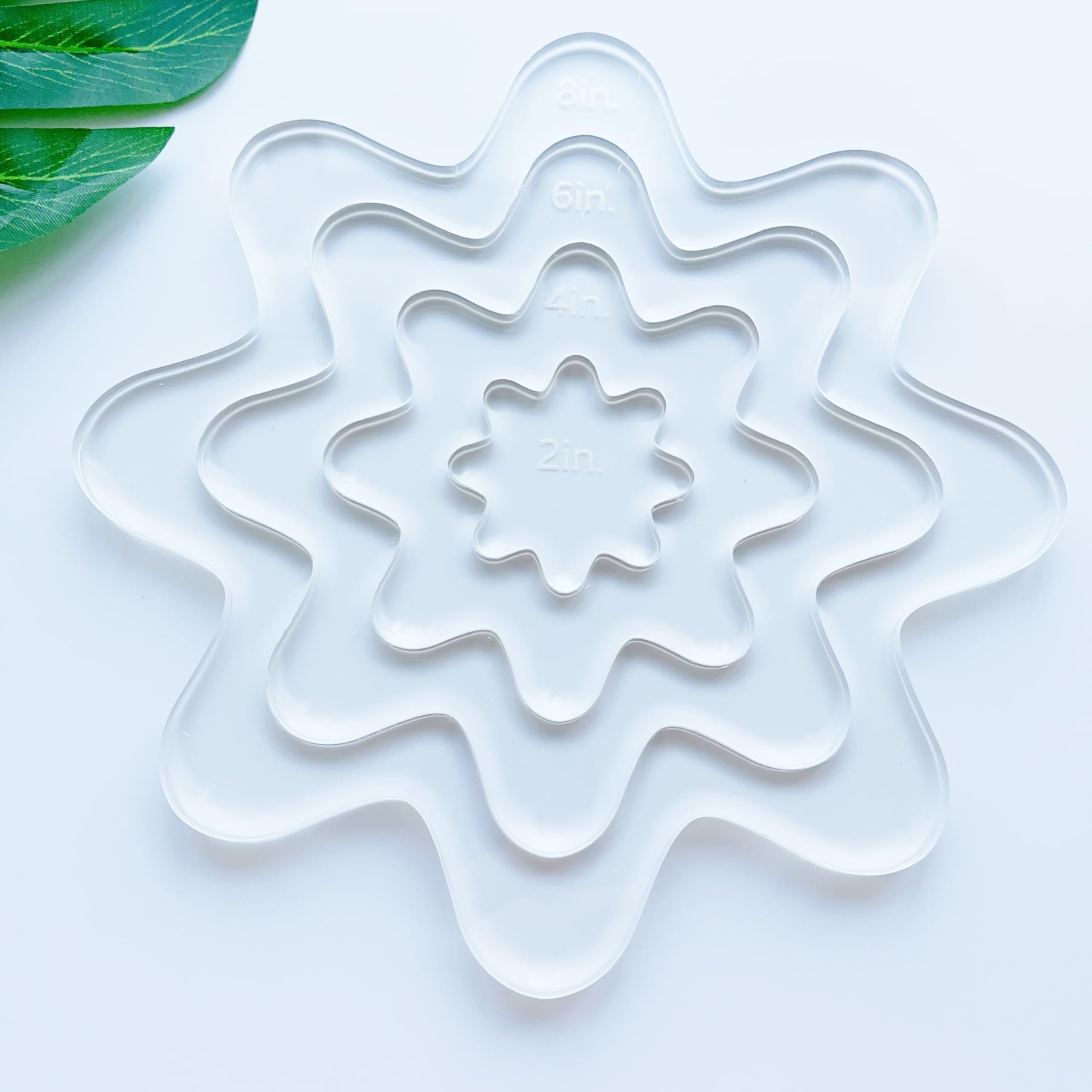 Nested Daisy Quilting and Embroidery Templates, 4 Pieces Set (2, 4, 6, 8 inches), Clear Acrylic, 1/4 inch Thick