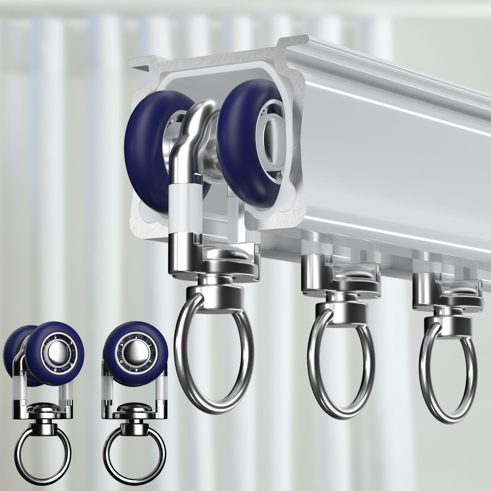 Photo 1 of ***MISSING PARTS***Ceiling Curtain Track, Heavy-Duty Curtain Tracks Ceiling Wall Mount for Curtains Ceiling Mounted Curtains Rod Track System with Roller Hooks Sliding Curtains Tracks Rails Set, White (12FT-15FT)