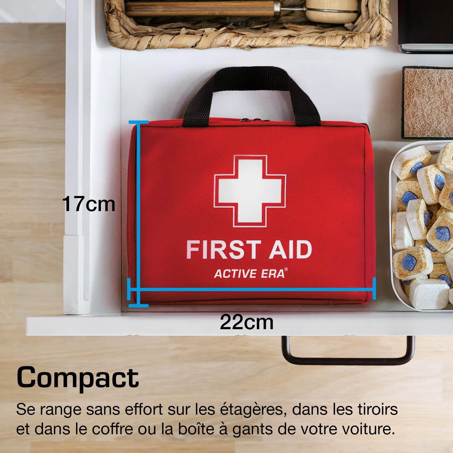 Trousse de Premiers Secours Composée de 90 Articles avec Packs de Froid Instantané, Sérum Physiologique et Couverture de Survie Isothermique