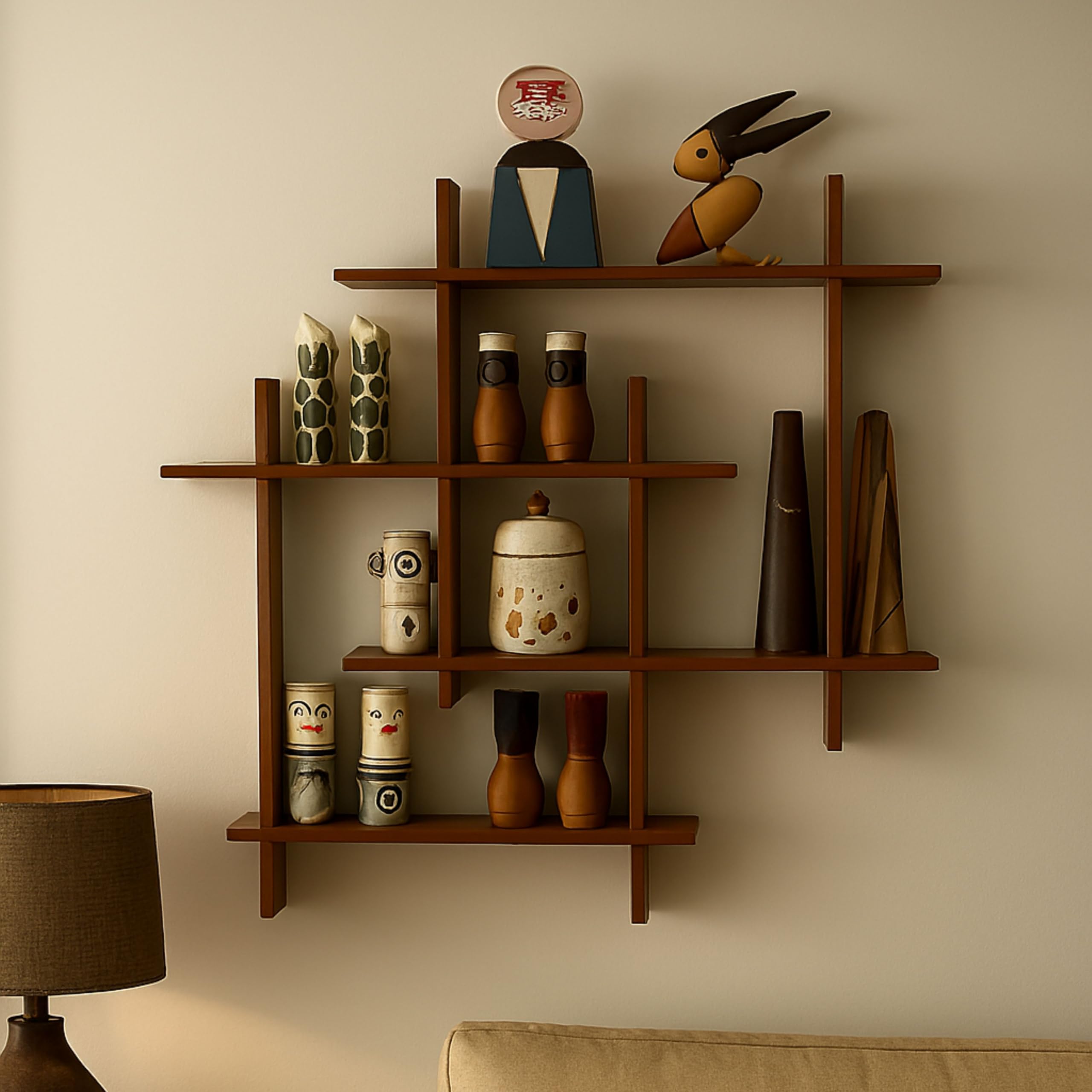 S S Wood Nation Floating Shelves with Decorative Shelves and Bookshelves for Living Rooms Made of Engineered Wood Used as Book case Brown-picture-14