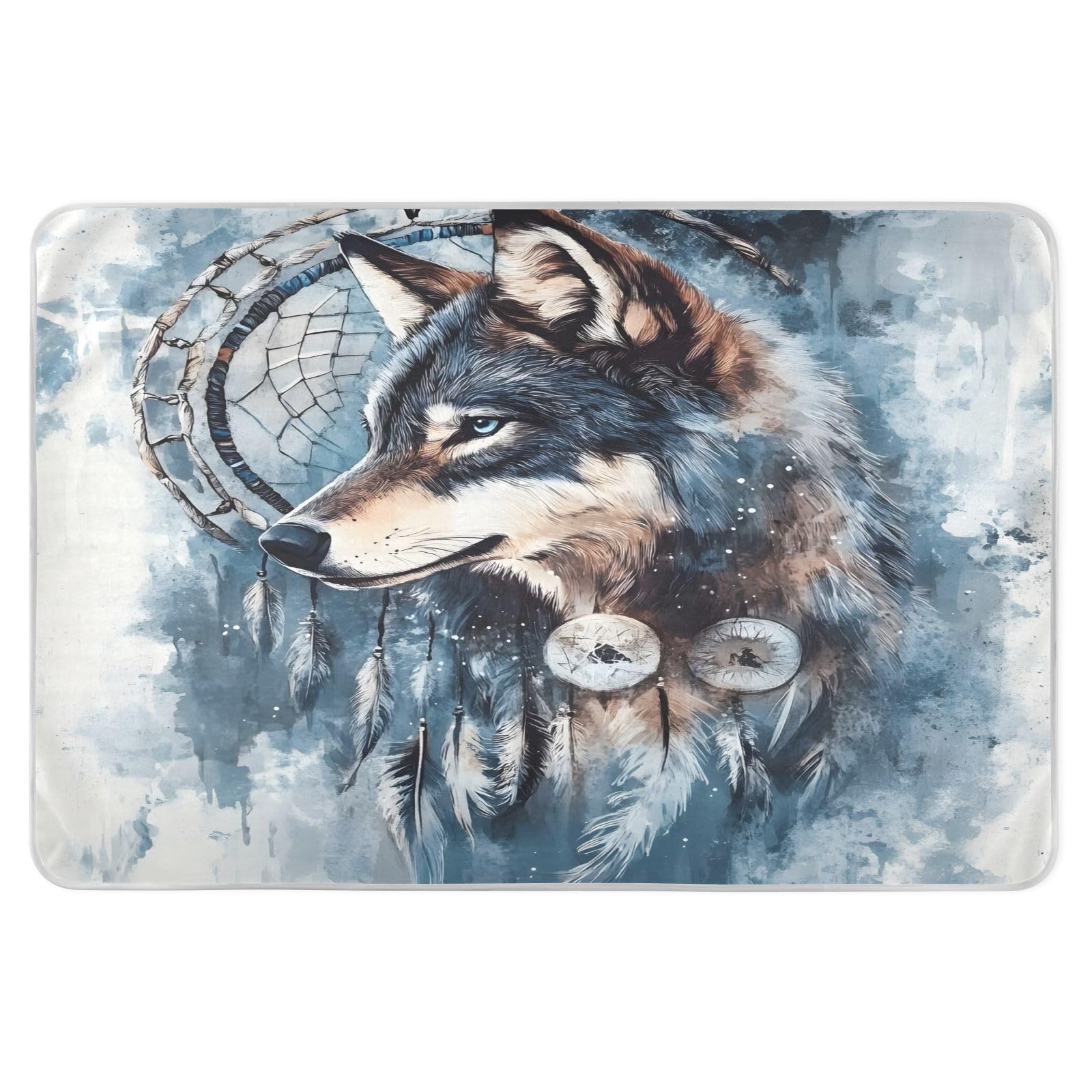CEBUGI 34” x 52”Washable Underpads Heavy Absorbency Waterproof Incontinence Bed Pads Wolf Dreamcatcher Pee Pads for Adults Kids and Baby