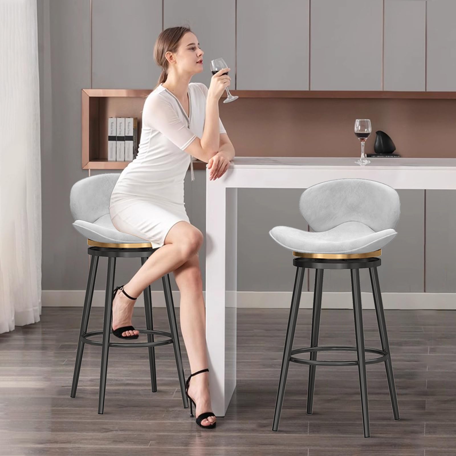 Amazon｜バースツールセット 1/2/3/4 ホワイト カウンター高さバース