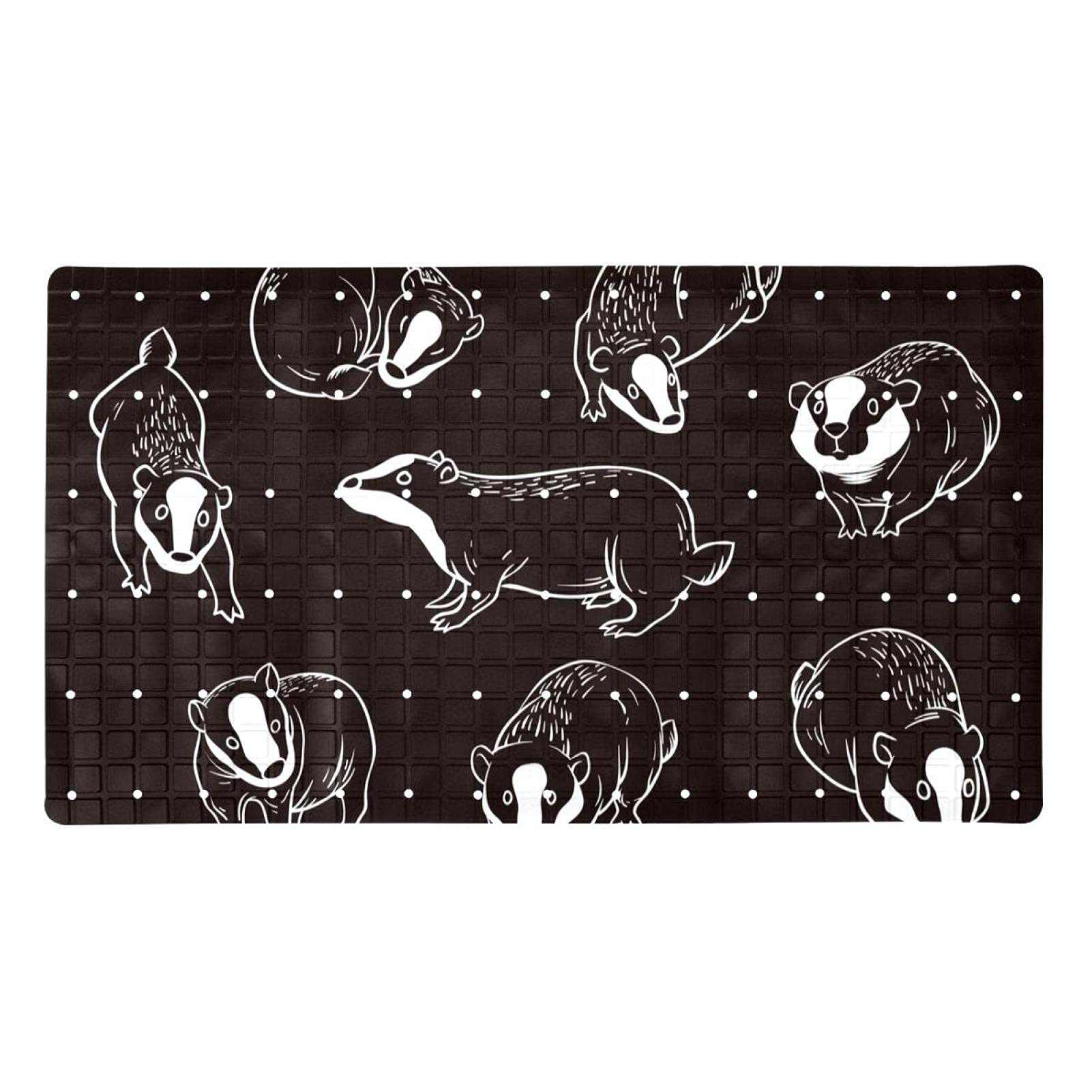 Tapis de bain antidérapant noir 40x70 cm avec ventouses Blaireau