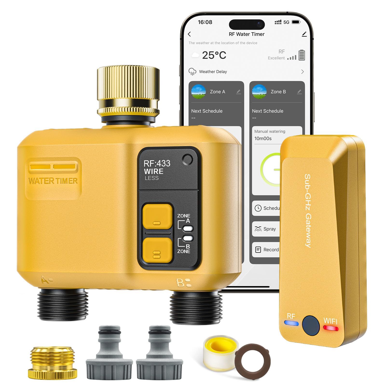 Timer per Irrigazione Wifi 2 Vie a Batteria Smart Programmabile Automatica Water Temporizzatore per Esterno Giardino…