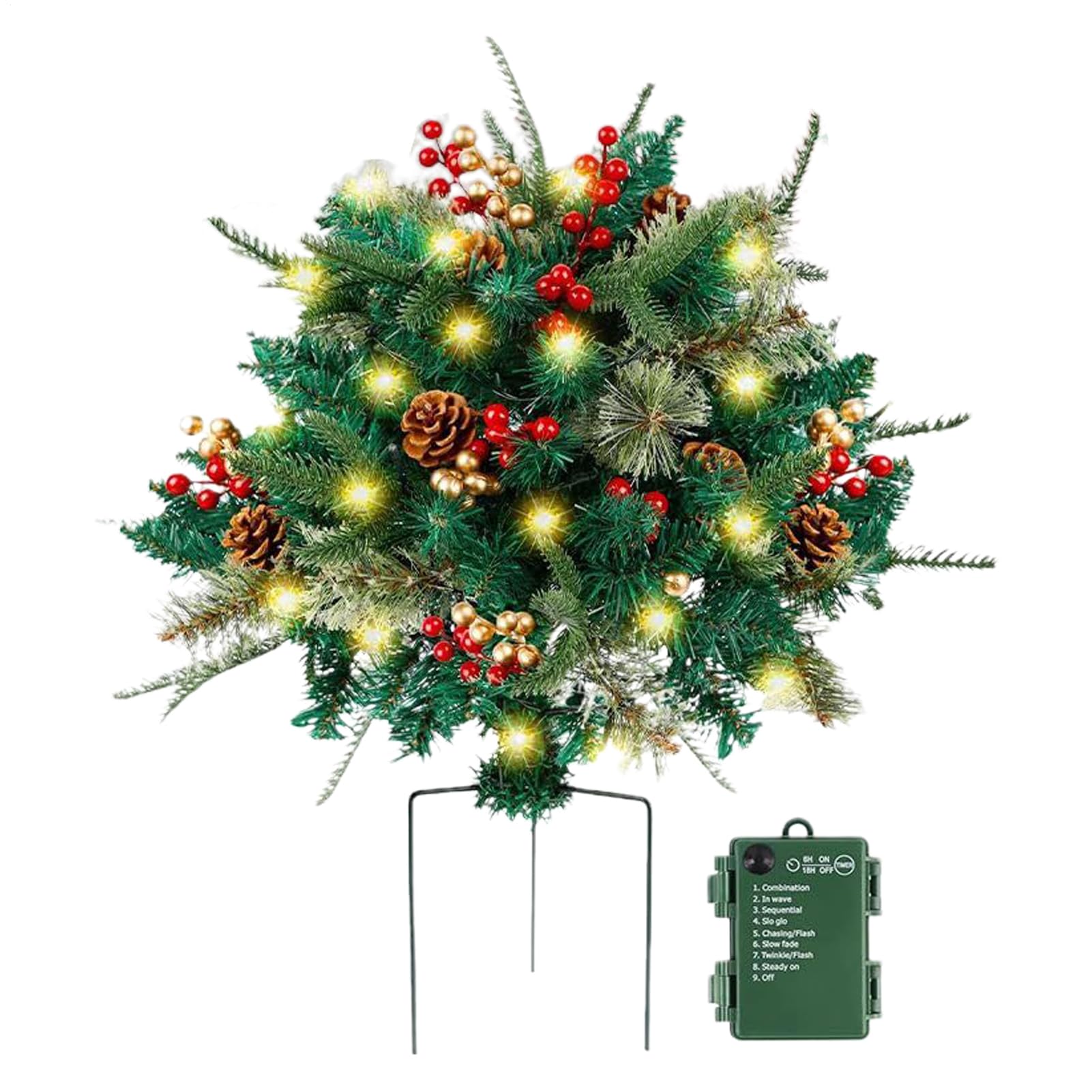 Relleno Para Maceta Navideño De Exterior Decoración Estacional Artificial | Decoración Para Árbol De Navidad Para Propietarios Y Decoradores Del Hogar Porche Entrada Umbral Patio Jardín