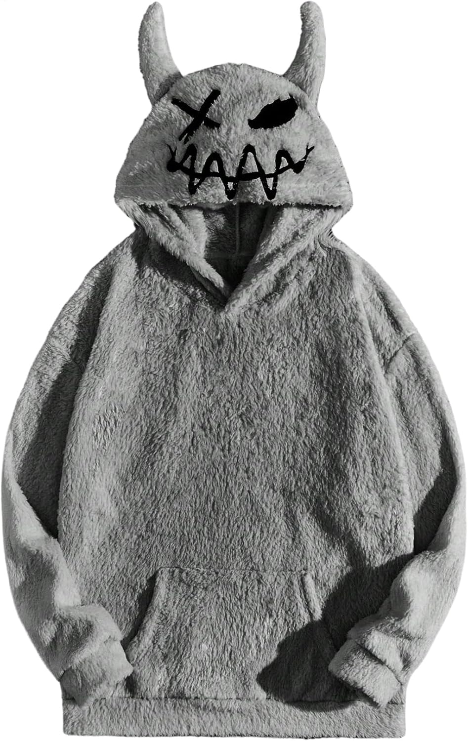 Men's Bear Ear Hoodies Drawstring Long Sleeve Fleece Sweatshirt Fuzzy Pullover Tops