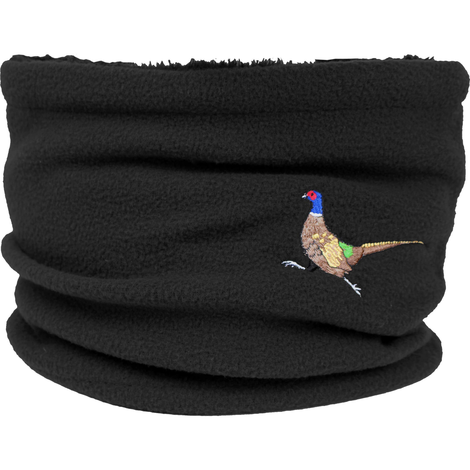 Teddyts Women's Black Embroidered Pheasant Fleece Snood Scarf (Black)