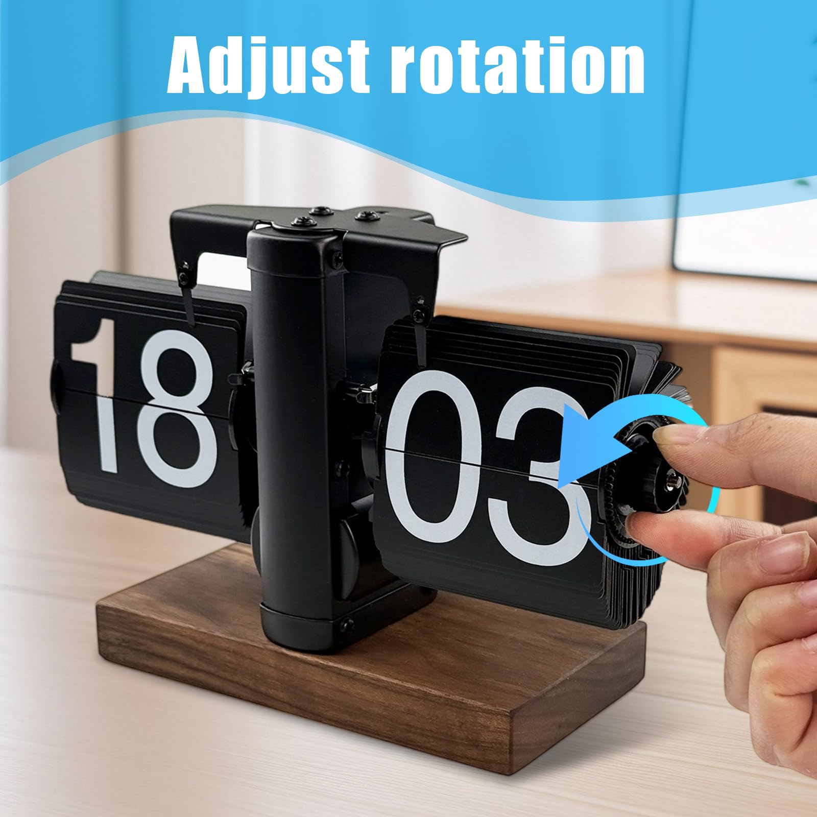 Flylin Digitale Klappuhr, Retro-automatische Mechanische Flip Uhr mit Sichere Basis, 24 Stunden Schwarz Kreative Vintage-Tischuhr für Zuhause Wohnzimmer Büro Schule Hotel CAF