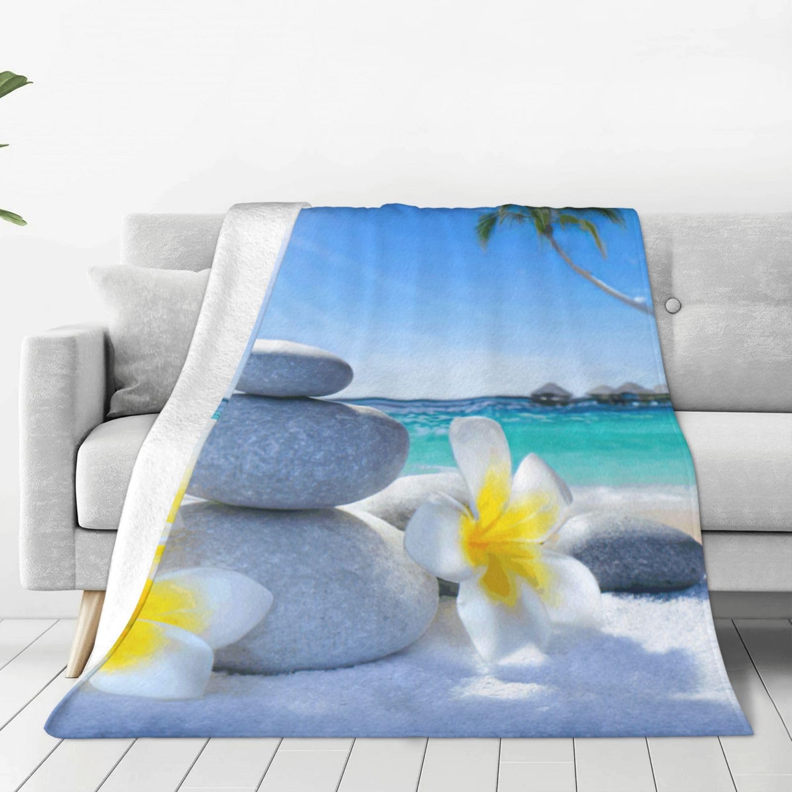 Couverture polaire douce chaude flanelle légère imprimé fleurs tropicales lit canapé