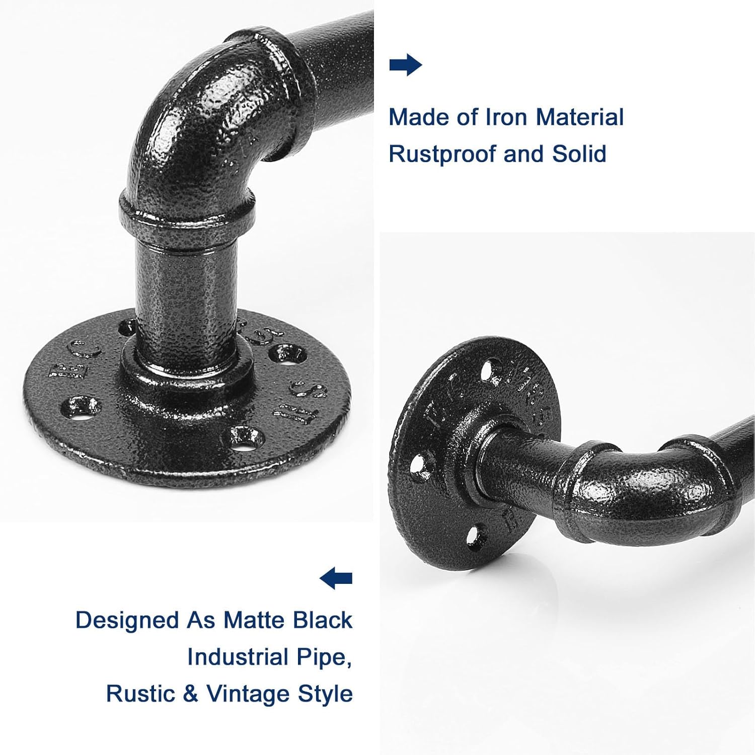 NearMoon Industrial Pipe Towel Bar, Heavy Duty Bathroom Hardware Towel Holder Accessory, Wall Mounted DIY Rustic Iron Bathroom Towel Rack Holder (28 Inch, Black)