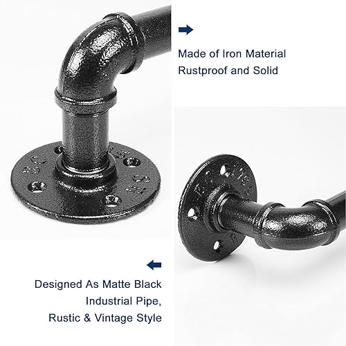 Miniatura 3 de NearMoon Toallero industrial de tubería, accesorio de toallero de baño resistente, montaje en la pared, soporte para toallas de baño de hierro