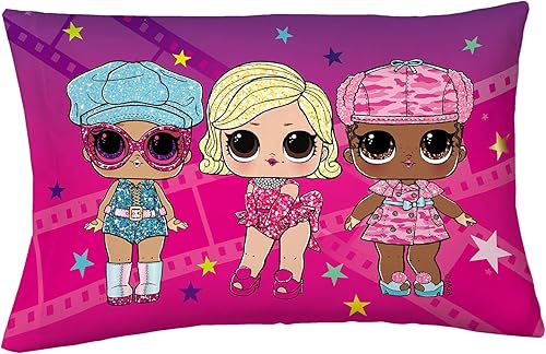 Franco Funda de almohada reversible de microfibra súper suave, 20 x 30 pulgadas, LOL Surprise