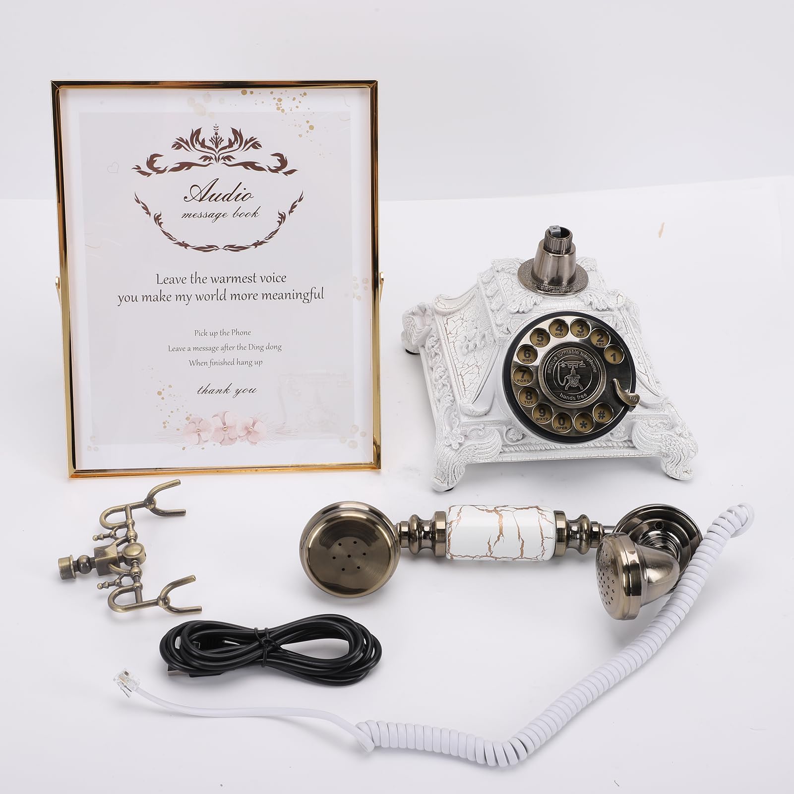 Telefono per Matrimonio con Libro degli Ospiti Audio, Registratore Vocale Unico Messaggi Audio Personalizzati Libro degli Ospiti per Matrimonio Telefono Classic Alternativo (White)