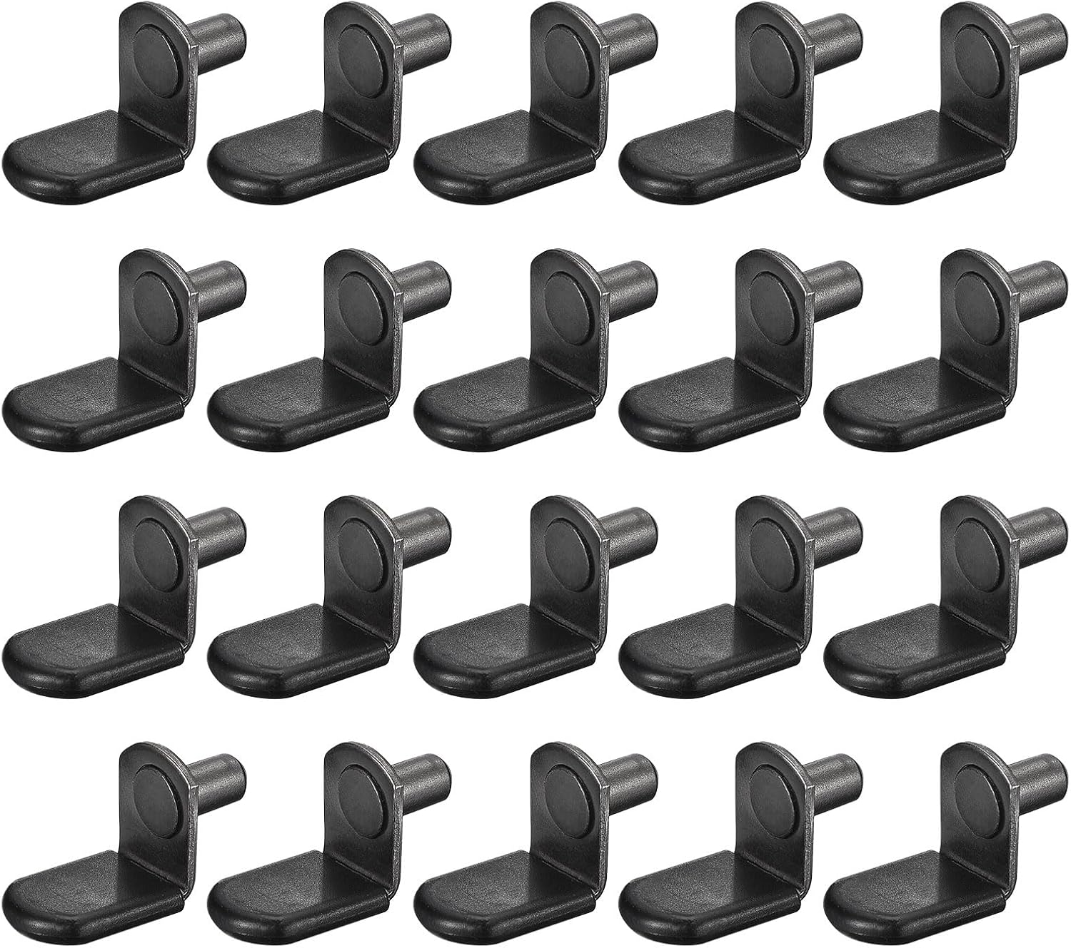 uxcell Shelf Support Pegs, 25pcs 5mm(1/5") L-Shaped Support Bracket Pegs Shelf Pin with Rubber Sleeve for Furniture Shelves Supplies, Bronze Tone