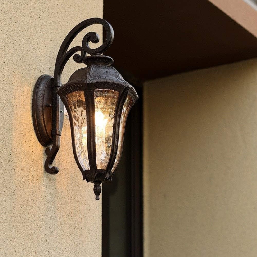 Lamp Lighting Mounted Light New Chinese Gooseneck Outdoor Lamp Retro Aluminum Waterproof Sconce E27 Waterway Stone Glass Lantern Porch Patio Deck Light Villa,One Color-34.5CM