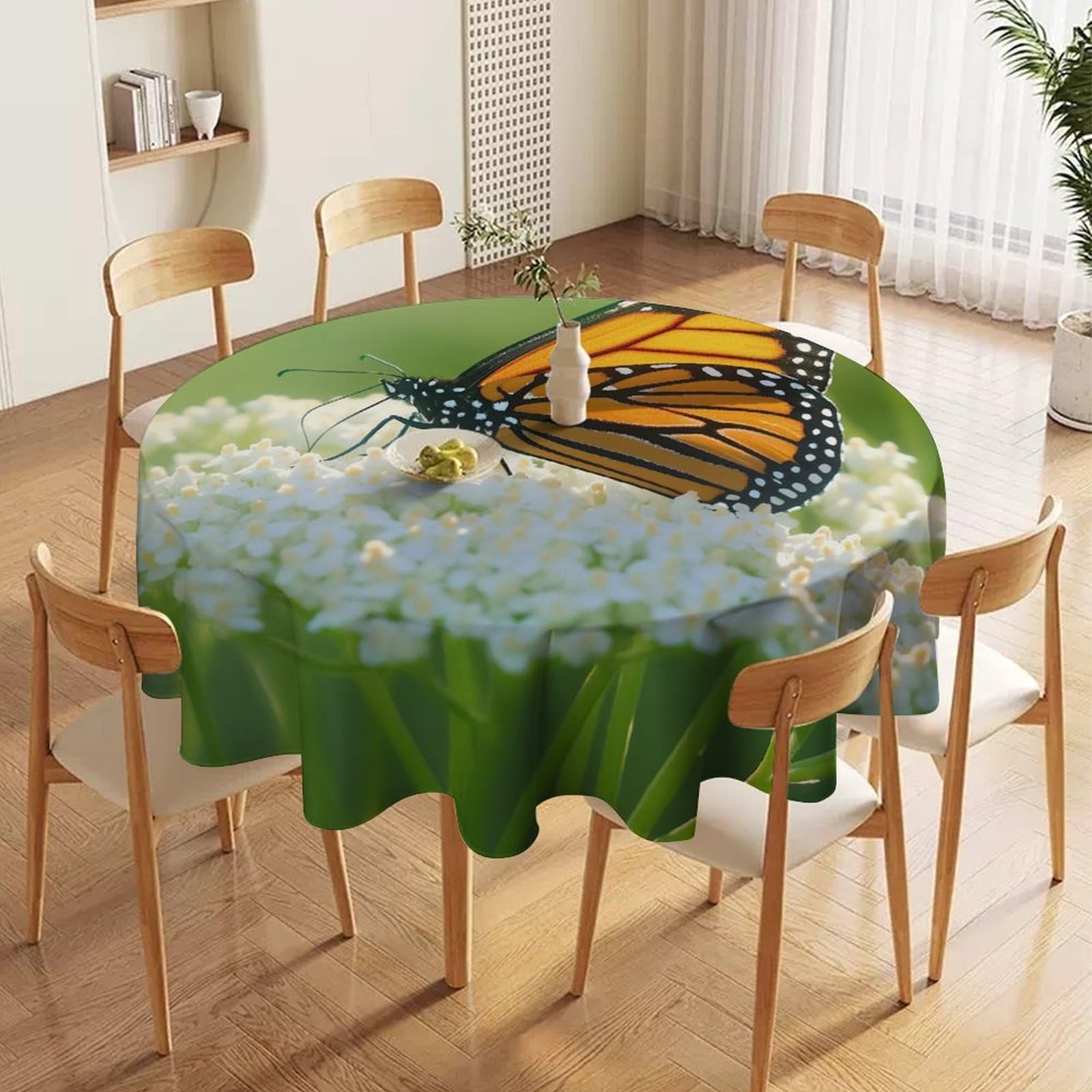 ORDOBO 3D Print Round Tablecloth - Purple Starry Sky Round Countertop Decoration Cover Waterproof Wipeable Dust-Proof For Kitchen Dining Home 152X152Cm