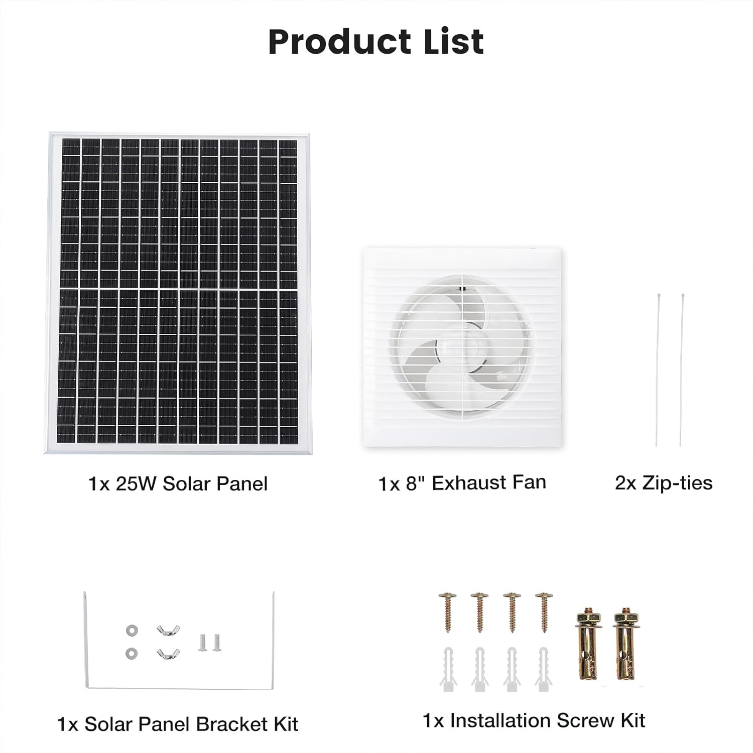 Fanspex Solar Exhaust Fan, Solar Powered Vent Fan Kit for Outside Greenhouse Shed Chicken Coop (8" Fan)