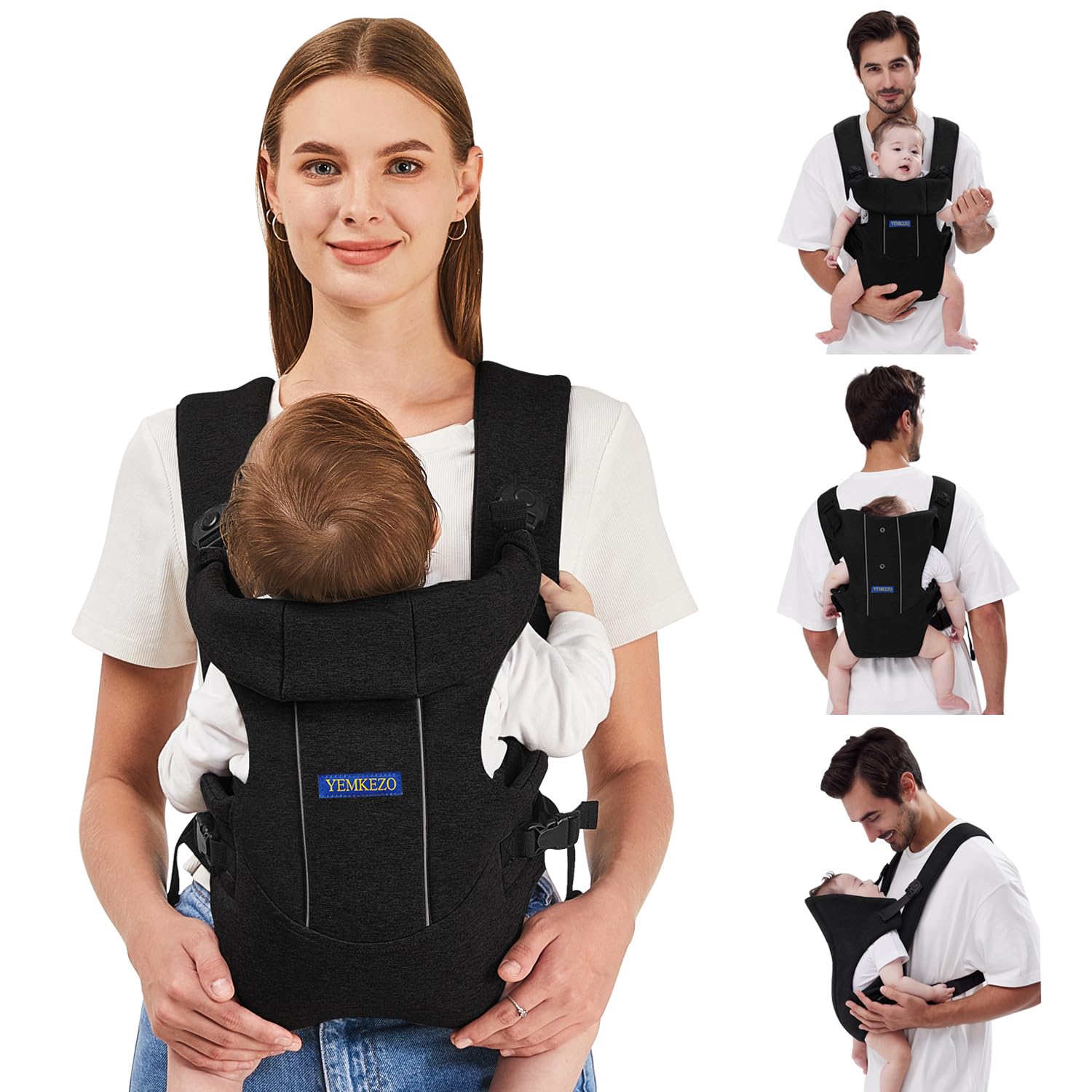 Baby Carrier, Baby Carrier Newborn to Toddler, Ergonomic Newborn Carrier, Easily Adjustable Toddler Carriers, Lightweight Infant Carrier (Cloth,Black)