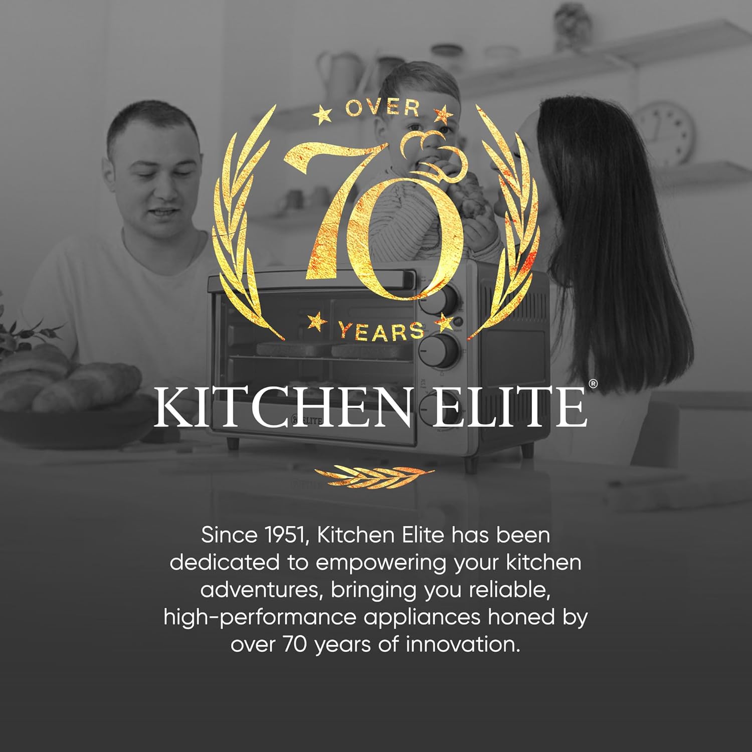 Kitchen Elite 6-Slice Toaster Oven, Compact Countertop Appliance with Bake Tray, Wire Rack, Adjustable Timer, and Temperature Control, Stainless Steel