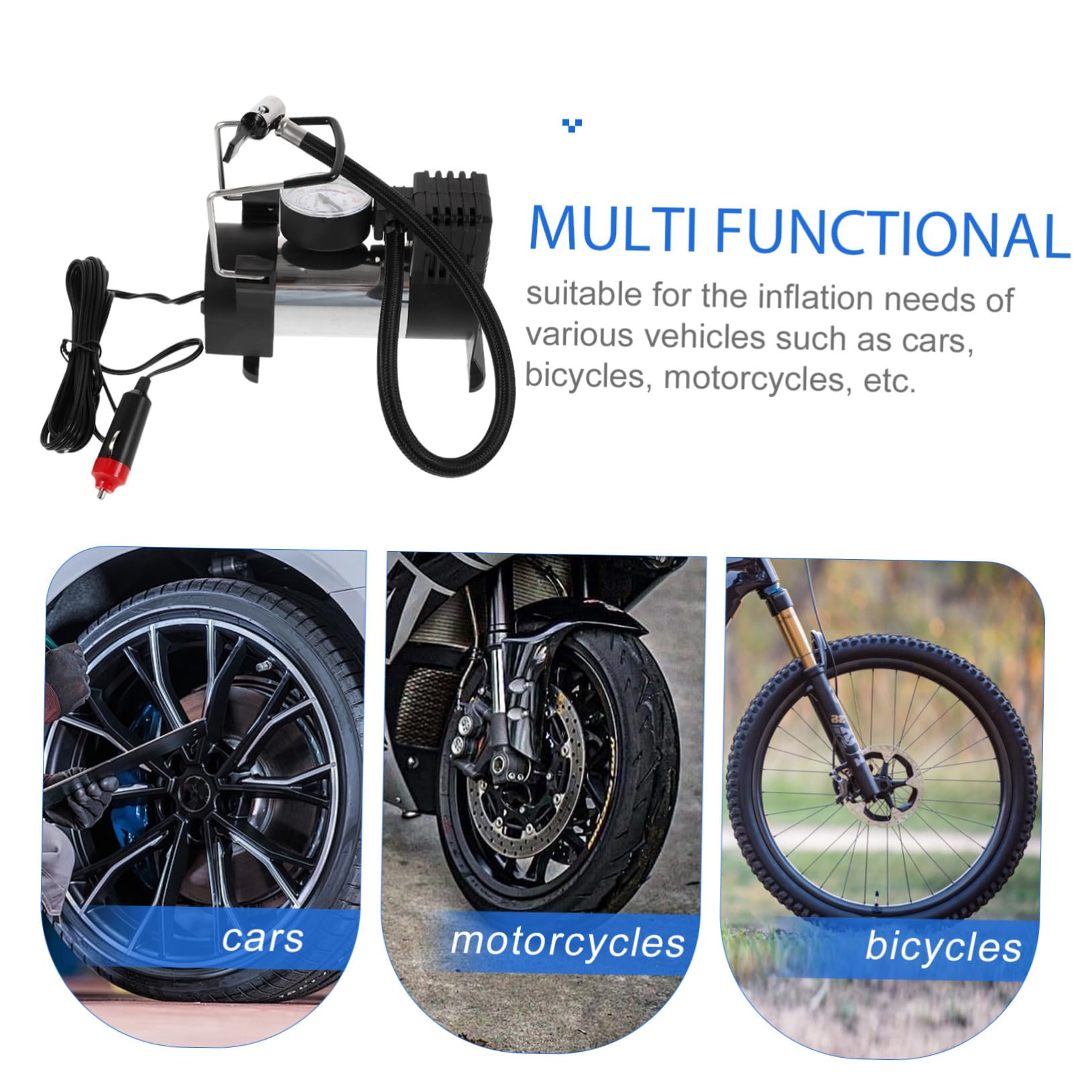 ULTECHNOVO Inflador Ruedas Coche 12v Inflador de Neumáticos Compresor de Aire Portátil, Arranque un Solo Toque y Salida de Alta Presión para Coche y Moto