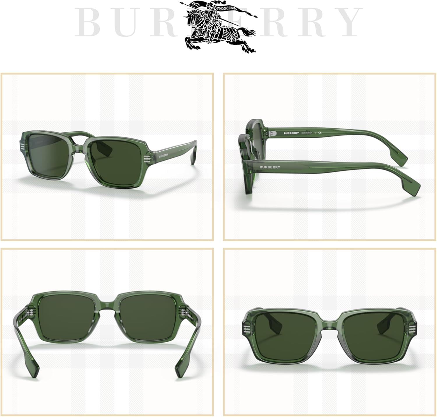 BURBERRY Eldon BE4349 Rectangle Sunglasses for Men +BUNDLE with ACCESSORY EYEWEAR KIT