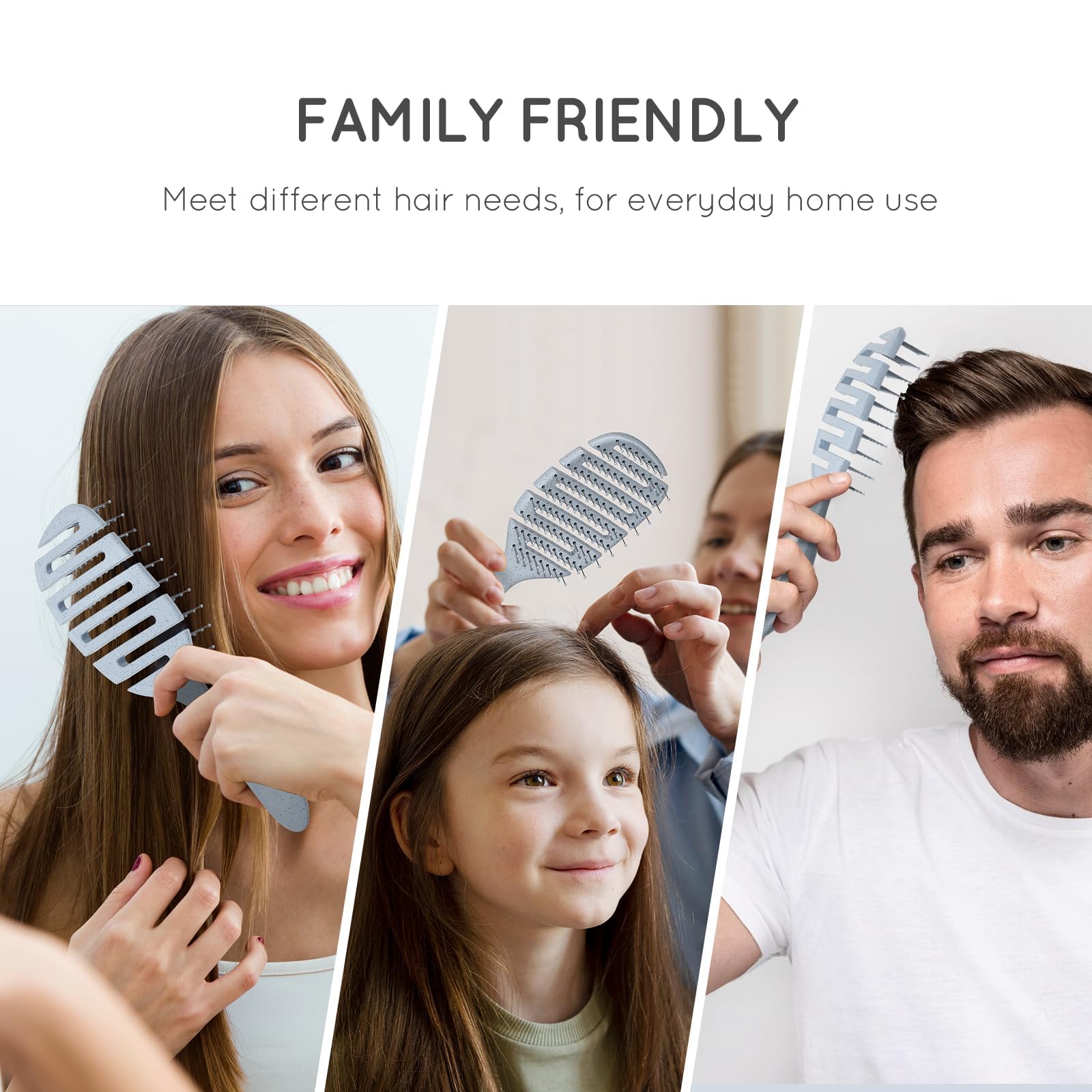 Ecoed Cepillo de cabello degradable ventilado, cepillo desenredante para cabello rizado, grueso y liso, desenreda y suaviza rápidamente el cabello, cepillo para cabello para mujeres y hombres