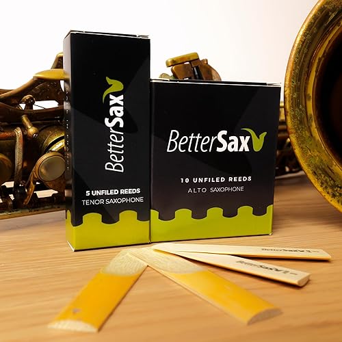 Miniatura 4 de BetterSax Cañas de saxofón tenor, fuerza 2.5 (paquete de 5), ideal para jazz, sesiones de práctica, ensayos y actuaciones en vivo, calidad duradera