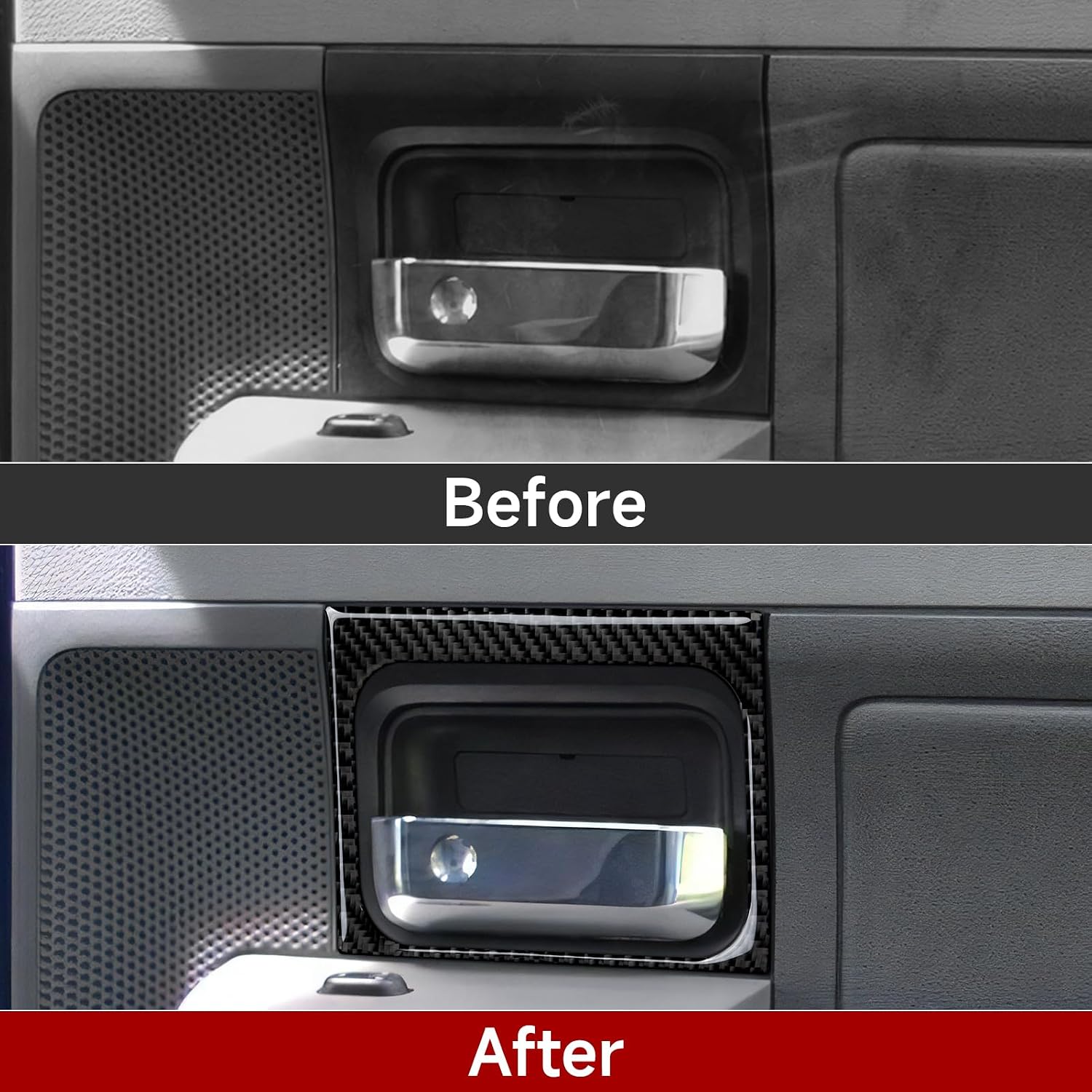 2PCS Car Door Pull Handle Sticker Cover Carbon Fiber Decoration Fits for Ford F150 (2004-2008) / Lincoln Mark LT (2005-2008) Accessories (Rear)