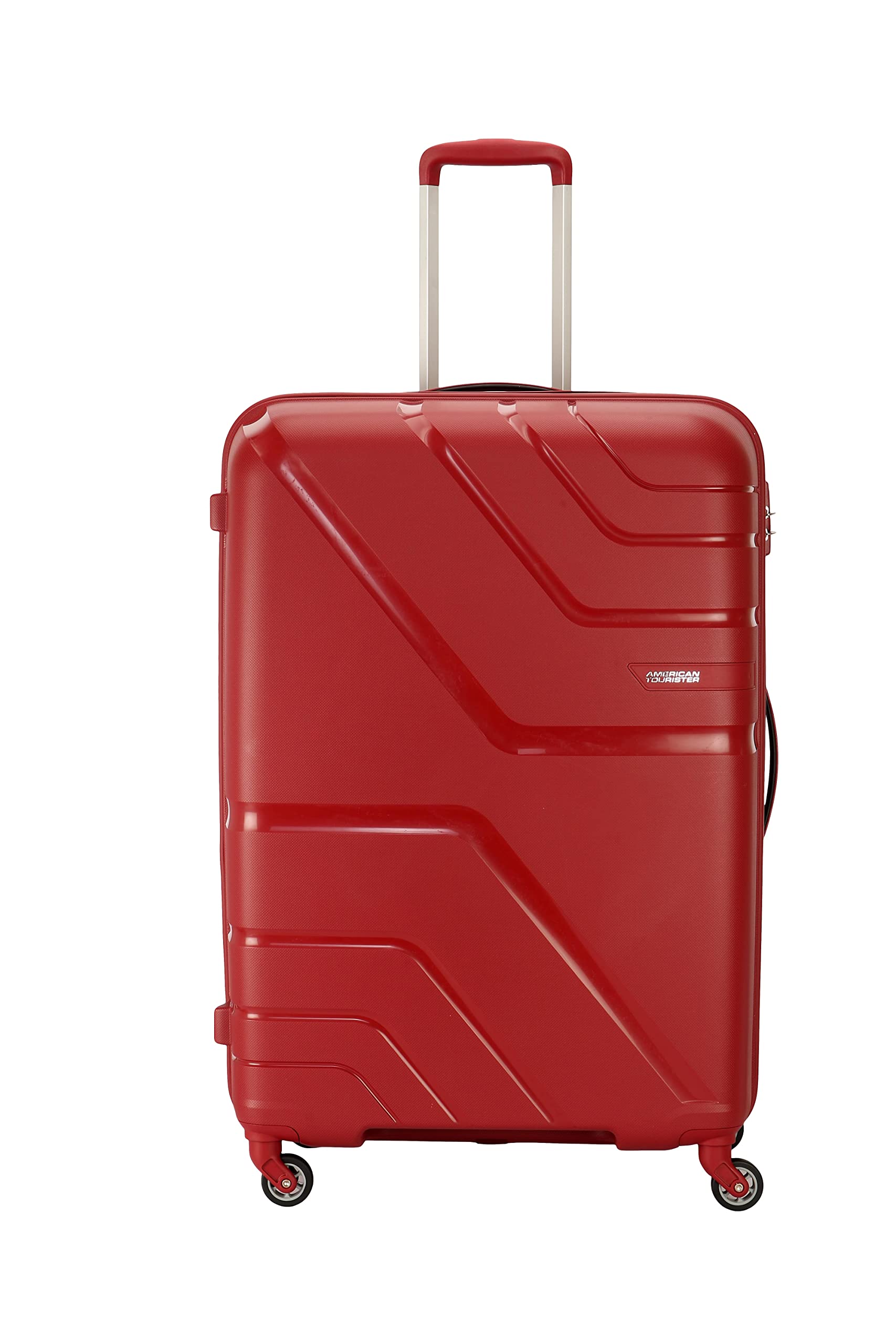 Polypropylene 4 Wheels Trolley Bag for Travel | Upland Spinner 79 Cms Hardsided Large Check-in Luggage Bag | Suitcase for Travel | Trolley Bag for Travelling, Formula Red