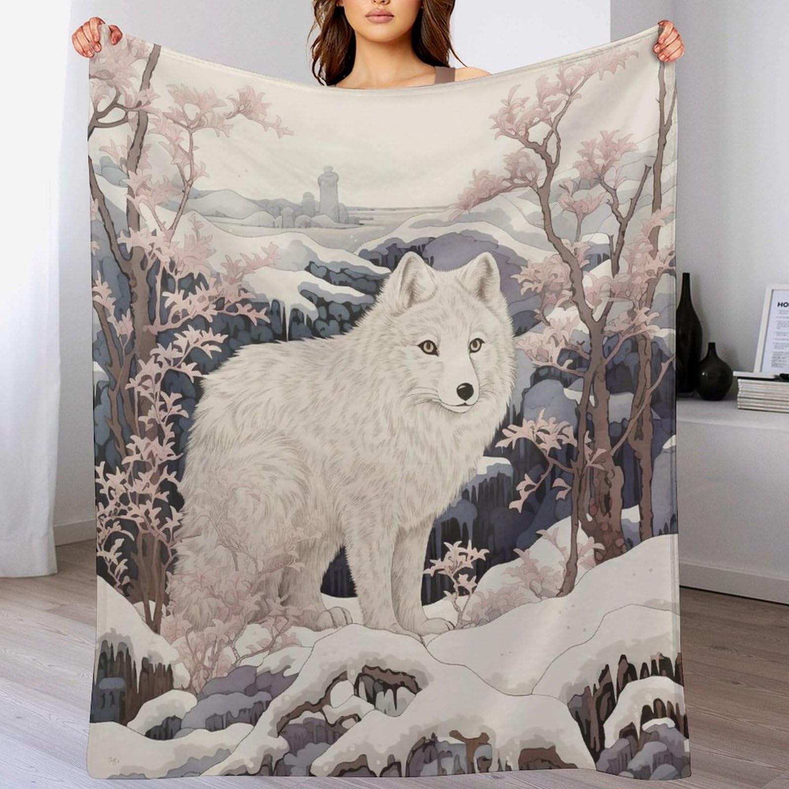 Couverture renard idée cadeau plaid doux flannel enfant et adulte salon
