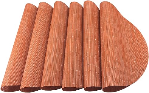 Miniatura 9 de WAZAIGUR Juego de 6 manteles individuales redondos de vinilo tejido fáciles de limpiar, resistentes al calor, manteles para mesa de cocina de 15