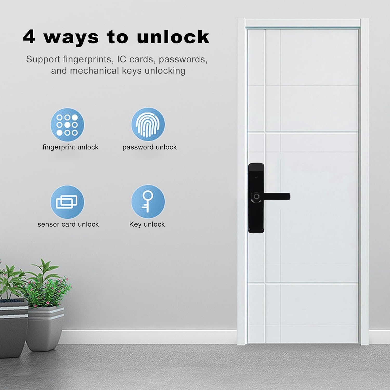 Home Security 4 in 1 Anti-Theft Door Lock – Fingerprint & Password Access, Mechanical Key Backup Home Security 4 in 1 Anti-Theft Door Lock – Fingerprint & Password Access, Mechanical Key Backup