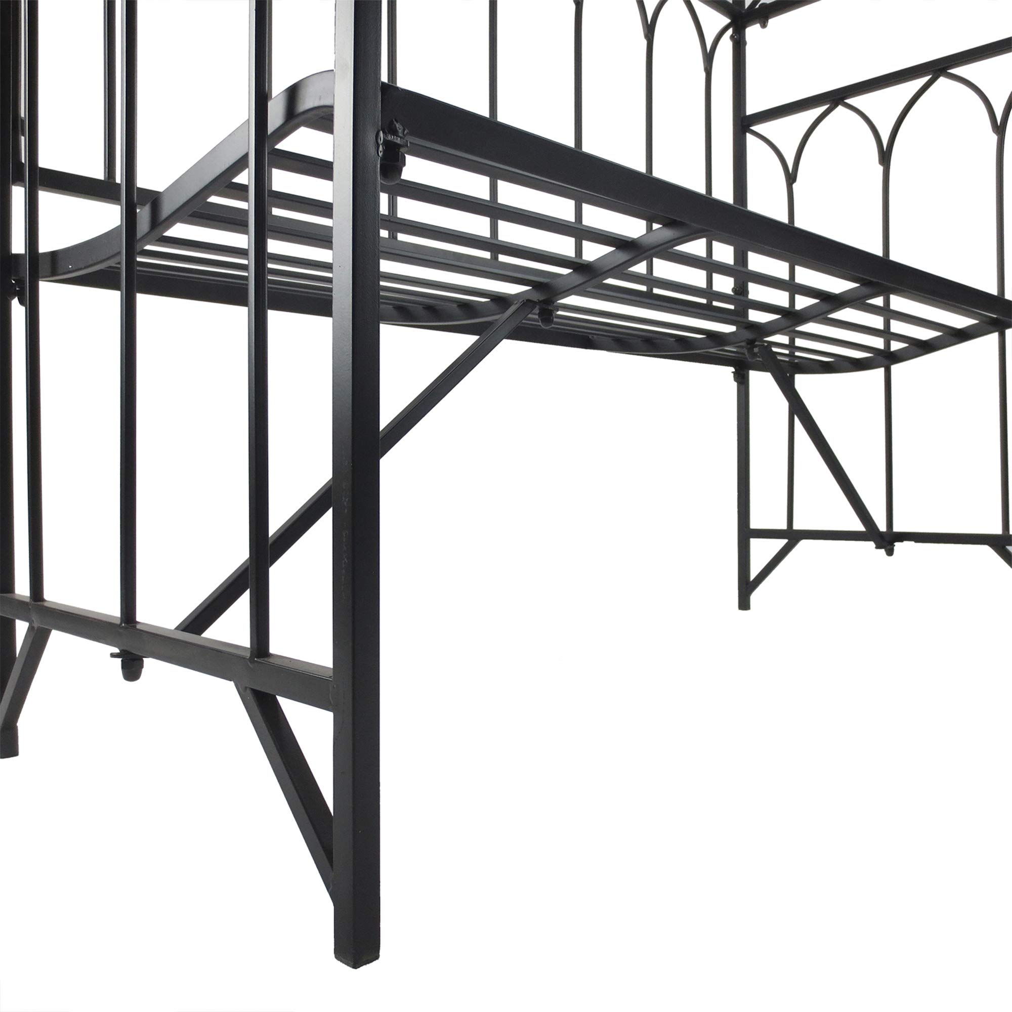 Outsunny Rosenbogen aus Metall Rankhilfe für Kletterpflanzen Gartenbogen mit Bank Spitze Rankbogen Torbogen für Rosen Bögen Rosenhilfe Rankgitter für Garten 115 x 50 x 203 cm Schwarz