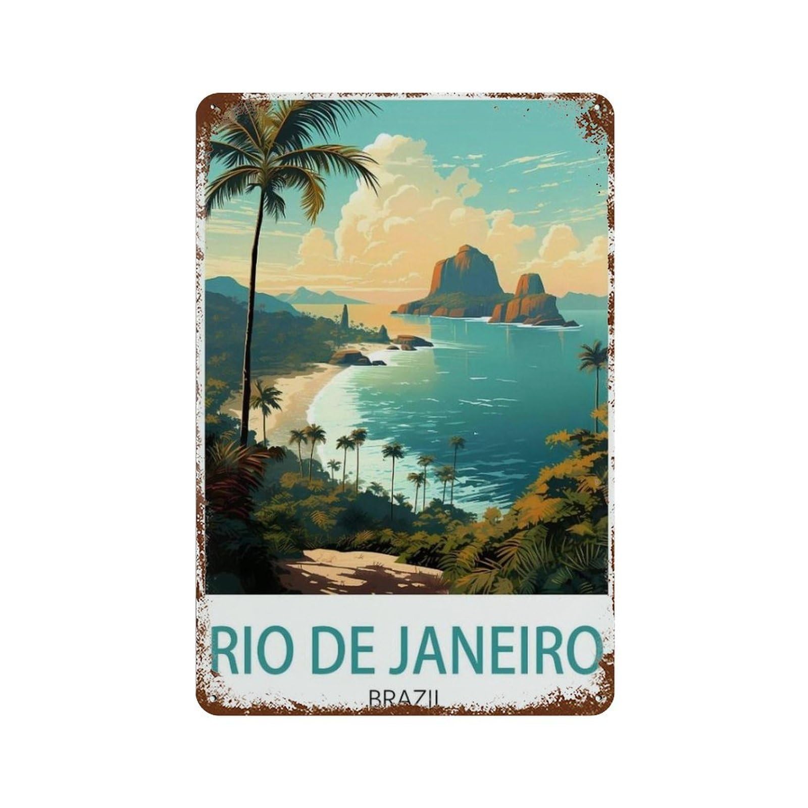 Plaque en métal Rio de Janeiro décoration murale rétro café