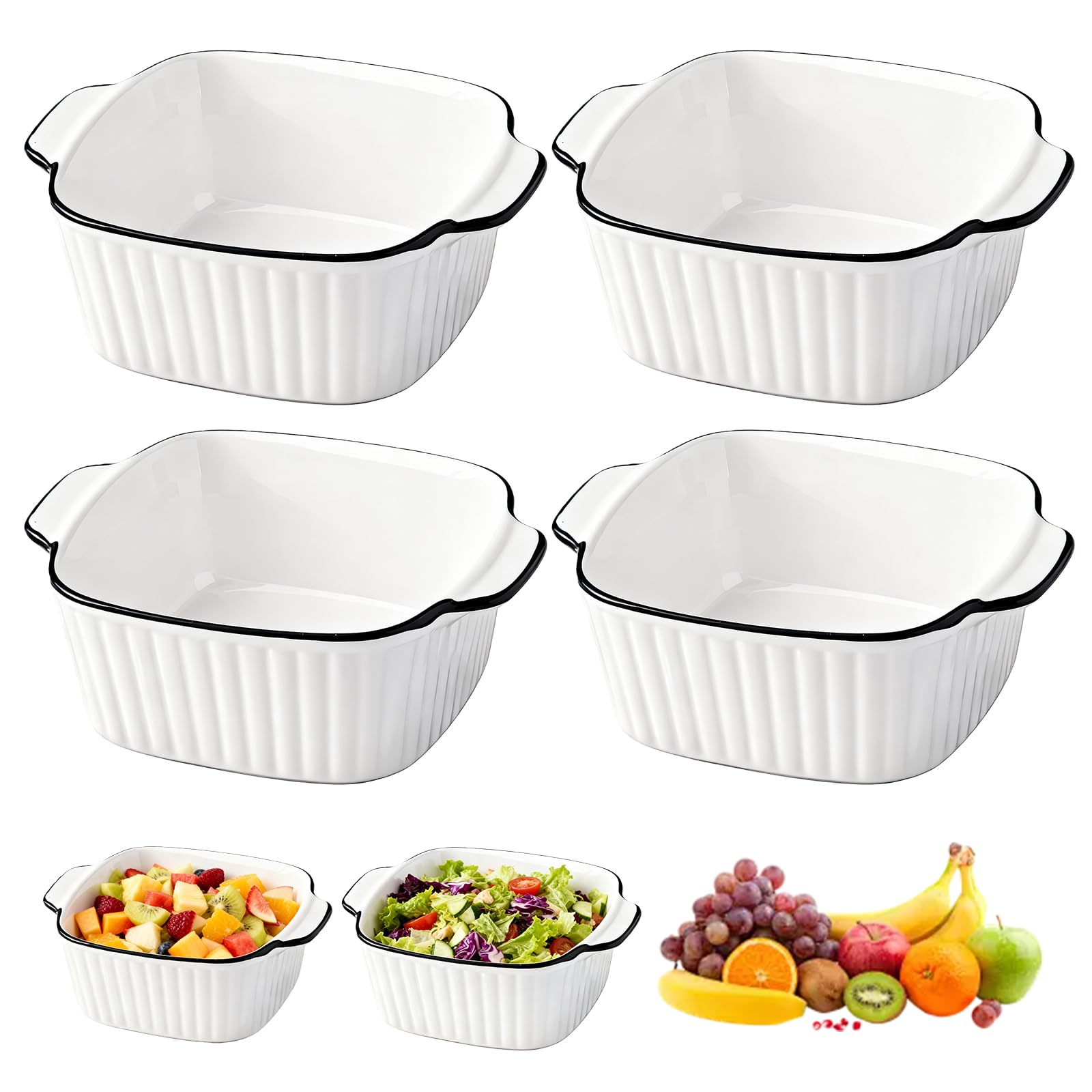 Plat pour four en céramique 4 pièces compatible air fryer pour cuisson homogène