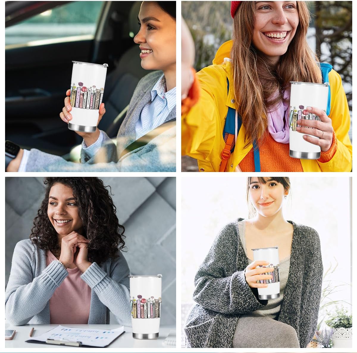 Book Lovers Gifts, Tumbler, Cute Stainless Steel Coffee Mug with Lid, 20 oz Insulated Thermal Cup Birthday Christmas Party Reading Book Accessories, Librarian Gifts for Women Mom Mentor Therapist - Image 5