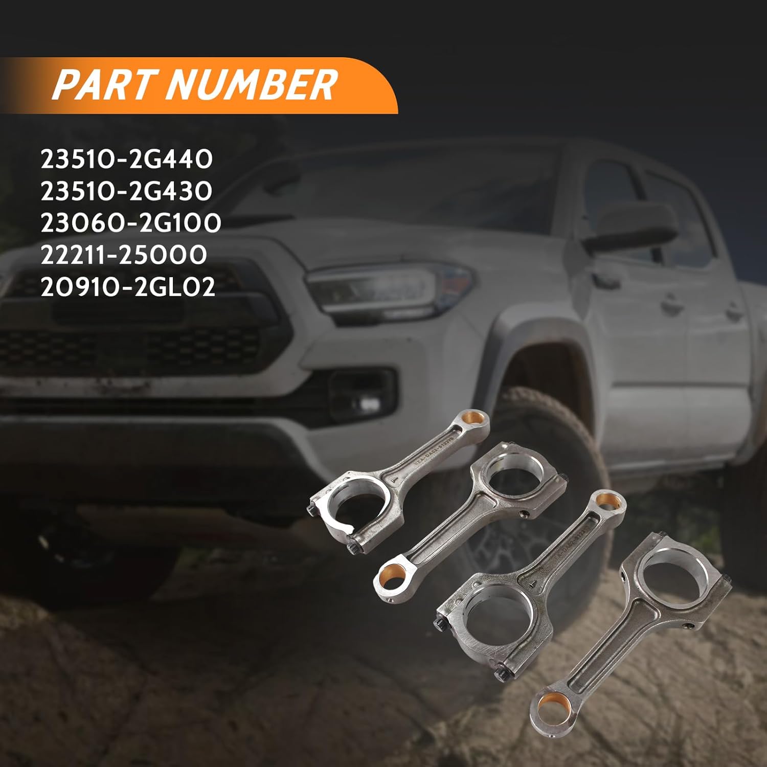 4pcs Connecting Rods 23510-2G440 Fit for 2013-2014 Coupe 2.0L 2011-2019 Sonata 2.0L