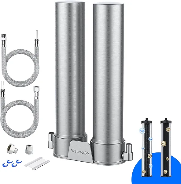 Waterdrop DST Under Sink Water Filter System, Under Sink Water Filtration System, NSF Certified Elements, Reduce Chlorine, PFOA/PFOS, Bad Taste & Odor, Silver Ions Enhanced Filtration, Stain