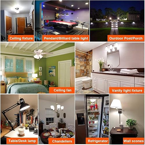 Miniatura 9 de Paquete de bombillas de candelabro G16.5 de 4 W 40 W E12 de 400 lm, 6 unidades y bombilla E26 Edison de 6 W 60 W, bombilla LED A15, 600 lúmenes,